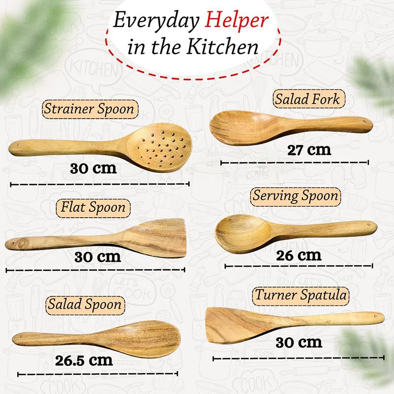 Rusticra Need Wood Serving Spoon - Six Piece Set media 7