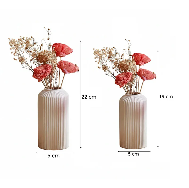 Ganola Vase With Naturally Dried Flower Bunch - Set of Two media 6