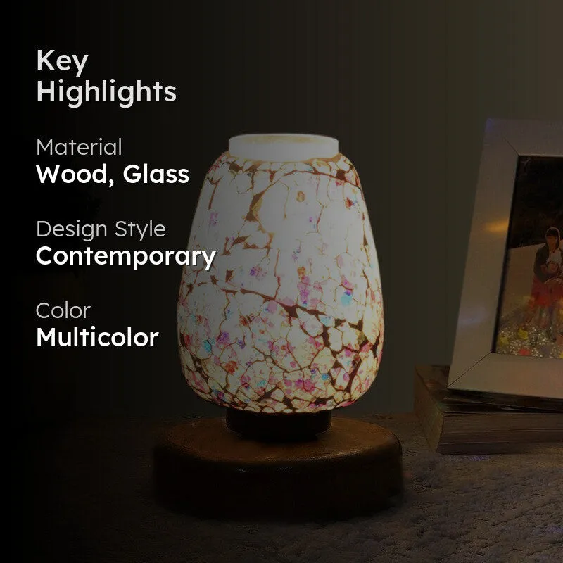 Astryl Glass Table Lamp With Wooden Base - Multicolor media 2