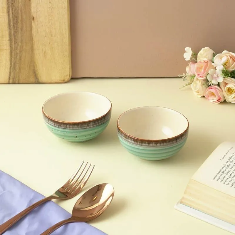 Swirl Ceramic Bowl (Green) - Set Of Two media 1