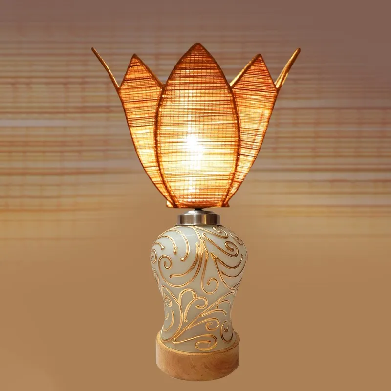 Lumithra Rattan Wooden Table Lamp - Beige media 5