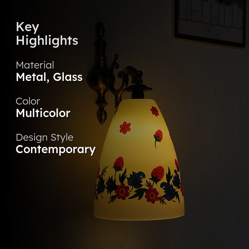 Antique Blossom Hand Painted Wall Lamp media 2