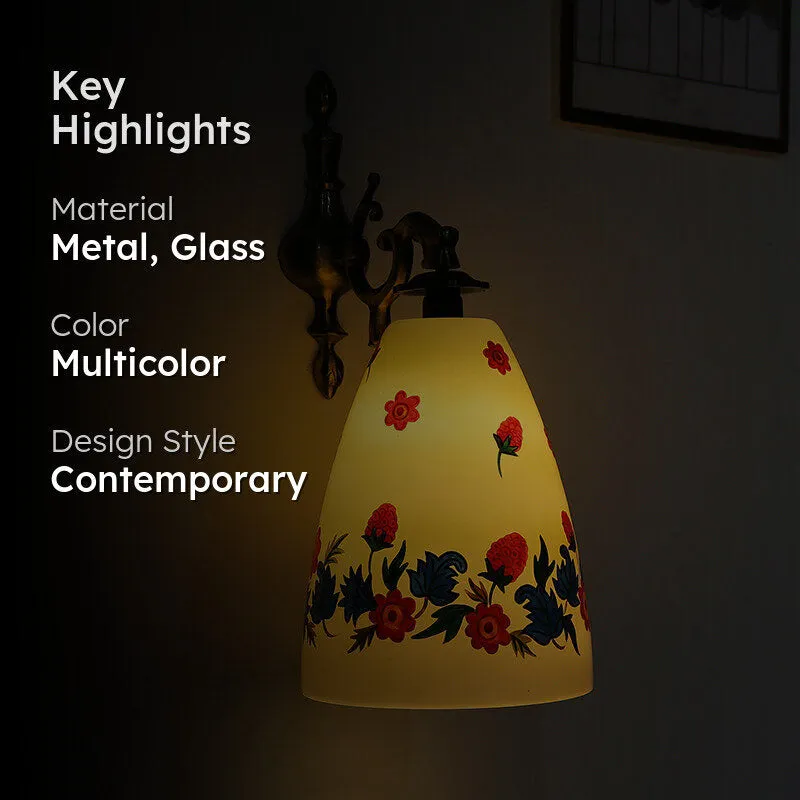 Antique Blossom Hand Painted Wall Lamp media 2