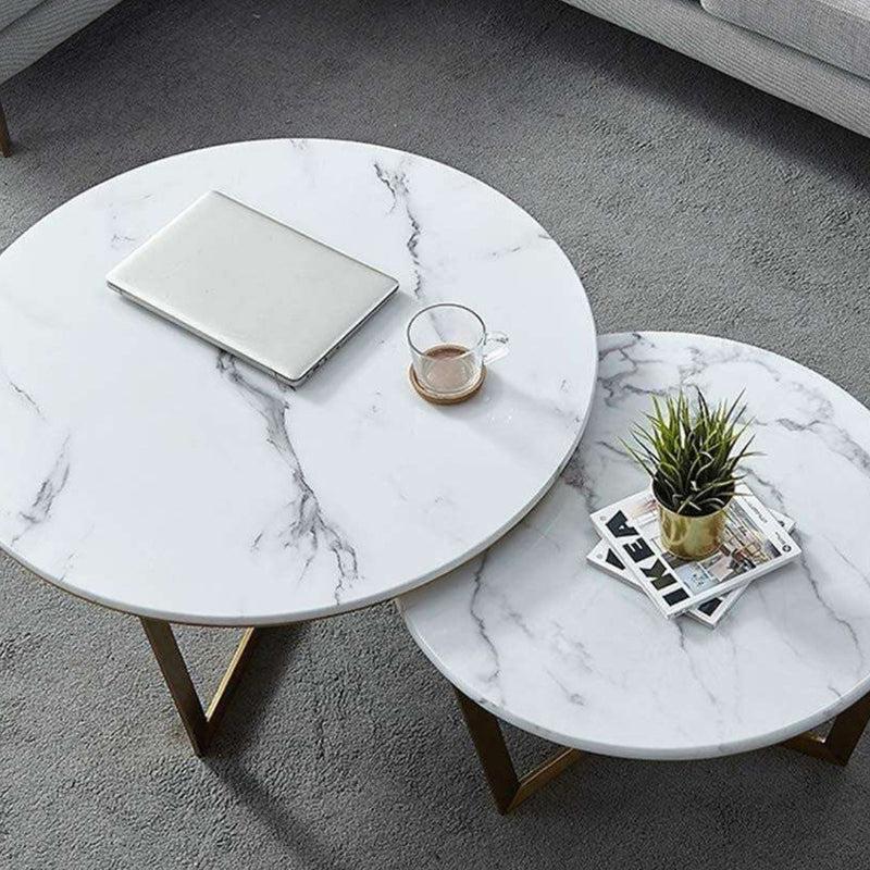 Quantum Edge Accent Table with Marble Top - Set Of Two media 3