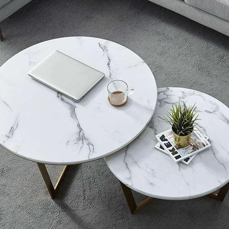 Quantum Edge Accent Table with Marble Top - Set Of Two media 3