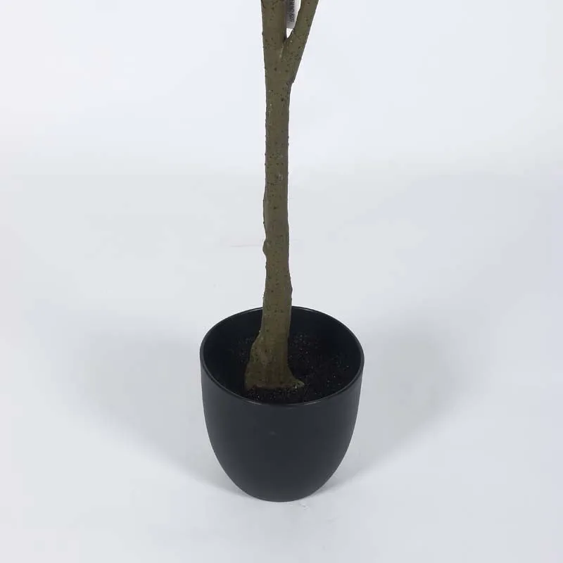 Faux Lush Mangolia Plant With Black Plastic Pot -5 Feet media 5