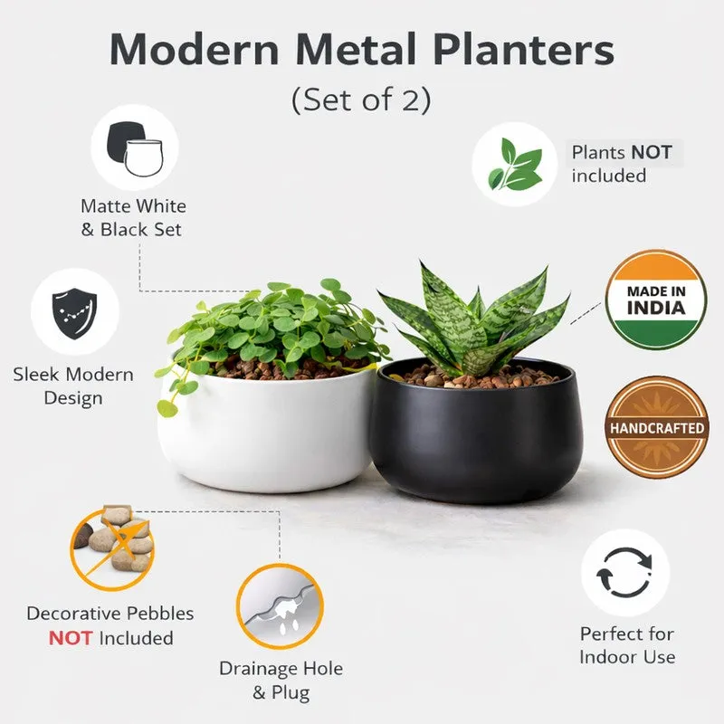 MinimalAura Pots & Planters (White, Black) - Set of Two media 4