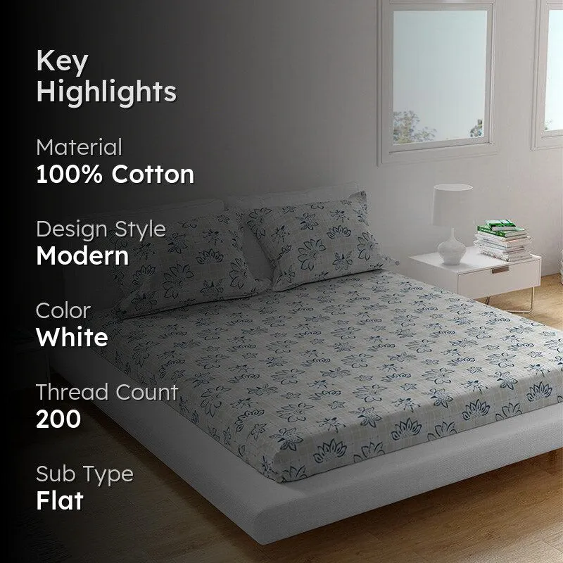 Comfort Percale Floral Cotton Bedsheet - 200 TC media 2