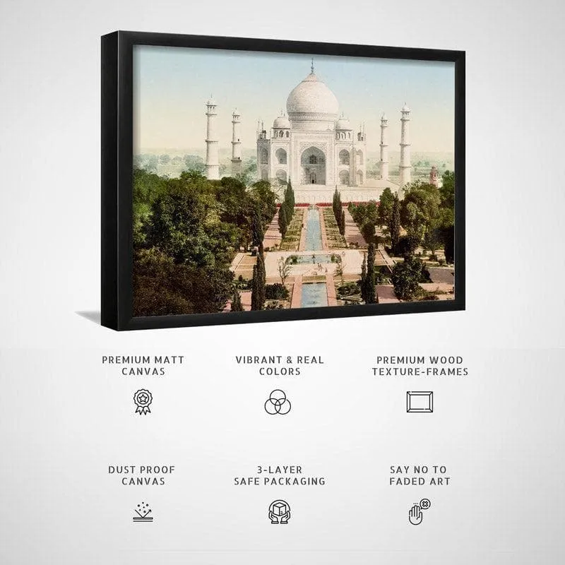 Taj Mahal Grandeur Canvas Wall Painting - Black Frame media 6
