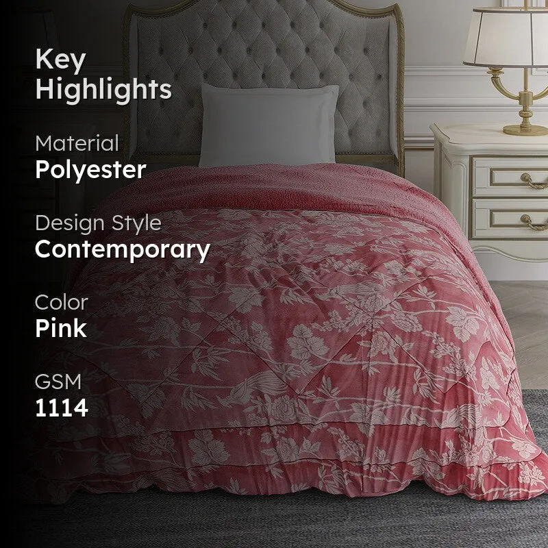 Monte Carlo Floral Bliss Comforter (Pink) - 1114 GSM media 2