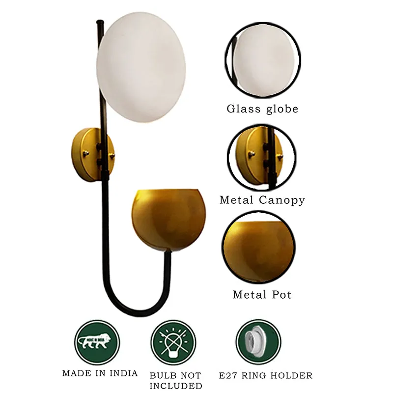 Folium Glass & Metal Wall Lamp - Black & Gold media 4