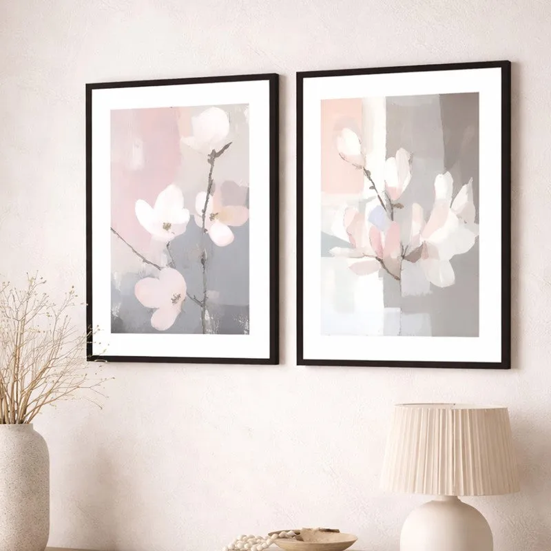 Flora Pastels Wall Art With Frame - Set Of Two media 1