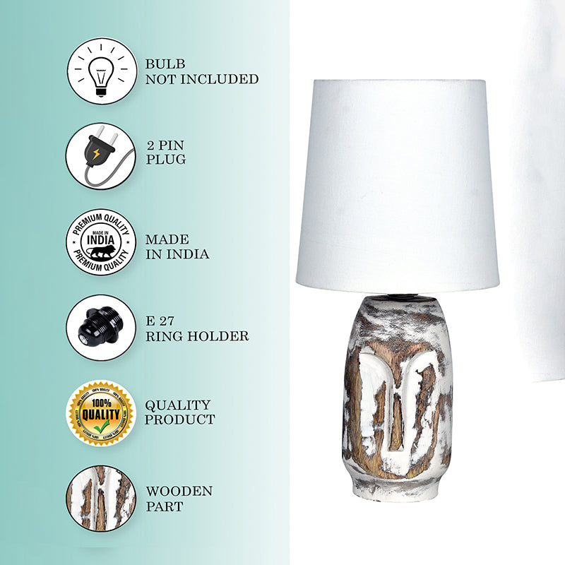 Heracles Carved Fabric Table Lamp - White,Brown media 4