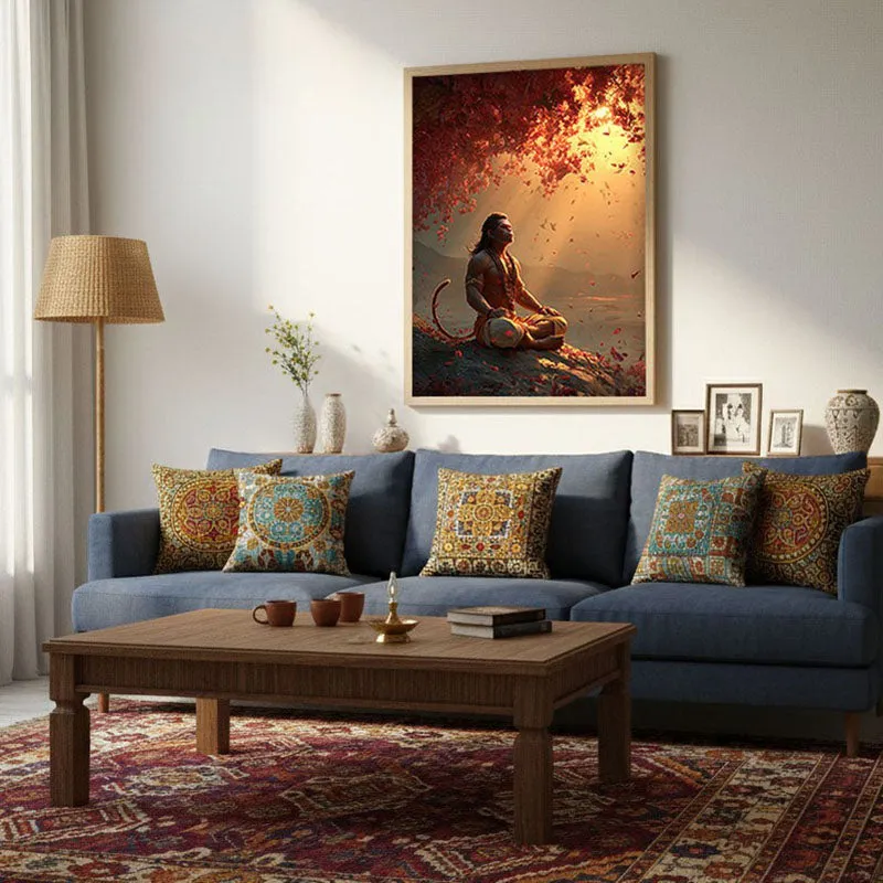 Sri Hanuman Meditating III Archival Paper Wall Art - Natural Brown Frame media 3