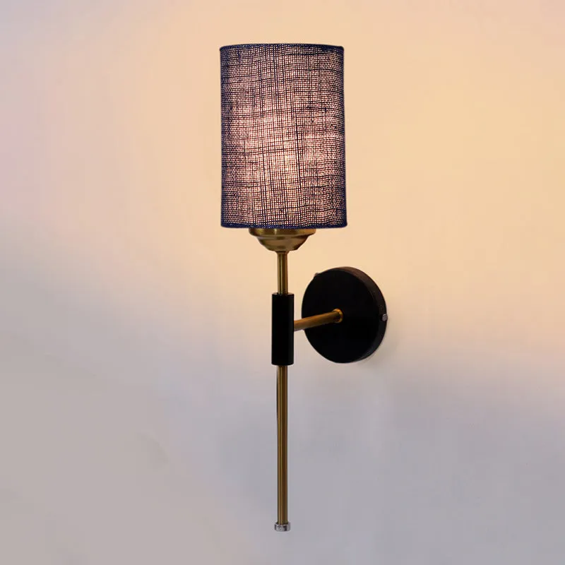 Beryll Cylindrical Jute Wall Lamp - Blue media 4