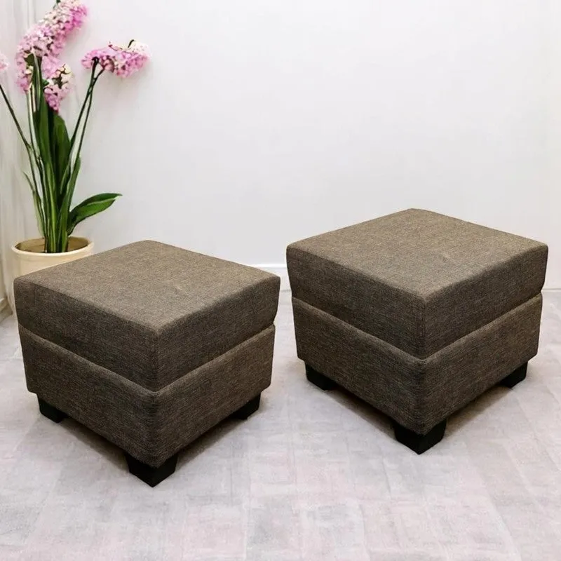 Krixon Pine Wood Pouffe (Brown) - Set Of Two media 1