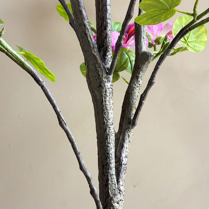Bauhinia Artificial  Plant With Black Plastic Pot (Pink,Green) - 160 cm (5.2 ft) media 6
