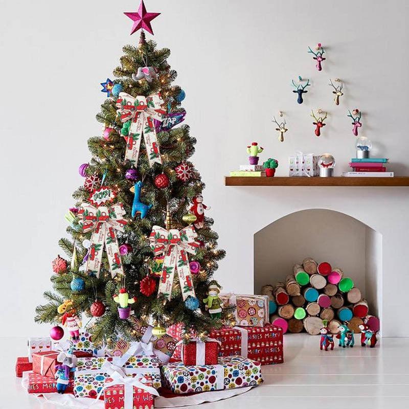 Red Truck Holiday Cheer Decorative Fabric Bow - White & Red media 5