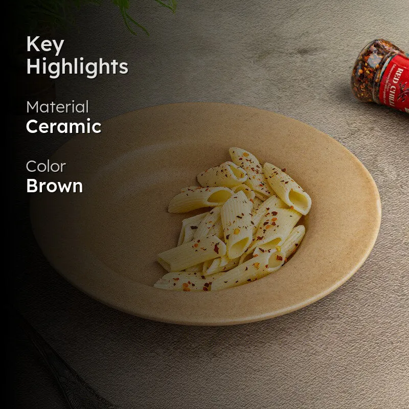 Wood Grove Ceramic Pasta Plate (Brown) - Set Of Two media 2