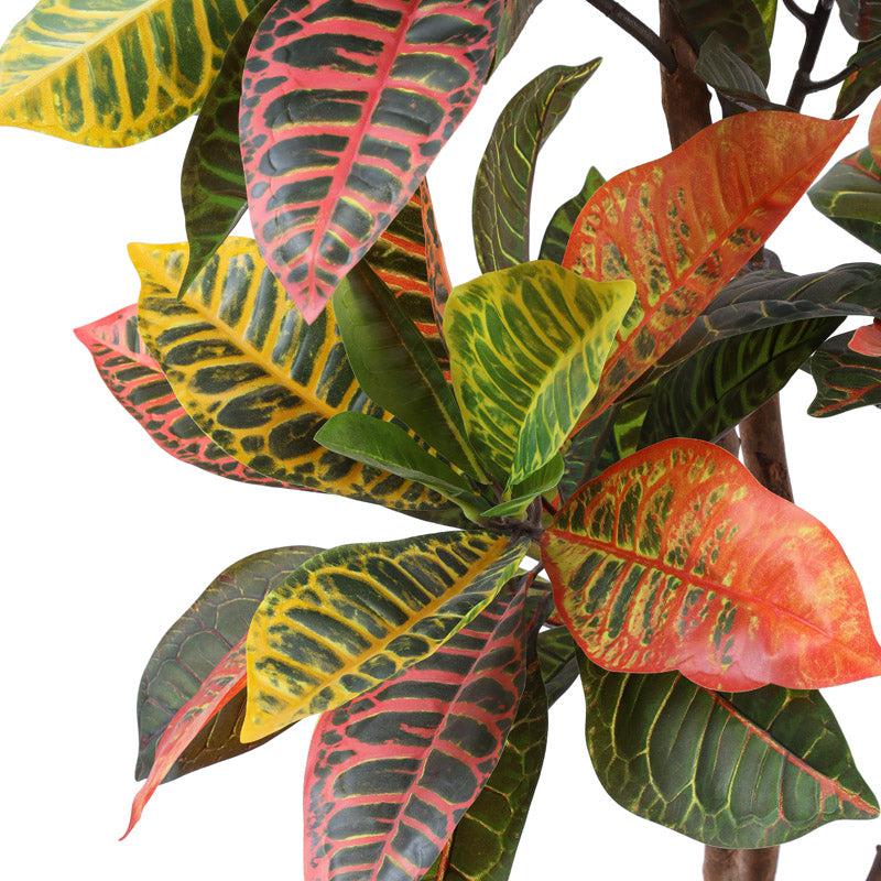 Artificial Realistic Croton Plant With Black Plastic Pot - 3.9 Feet media 5