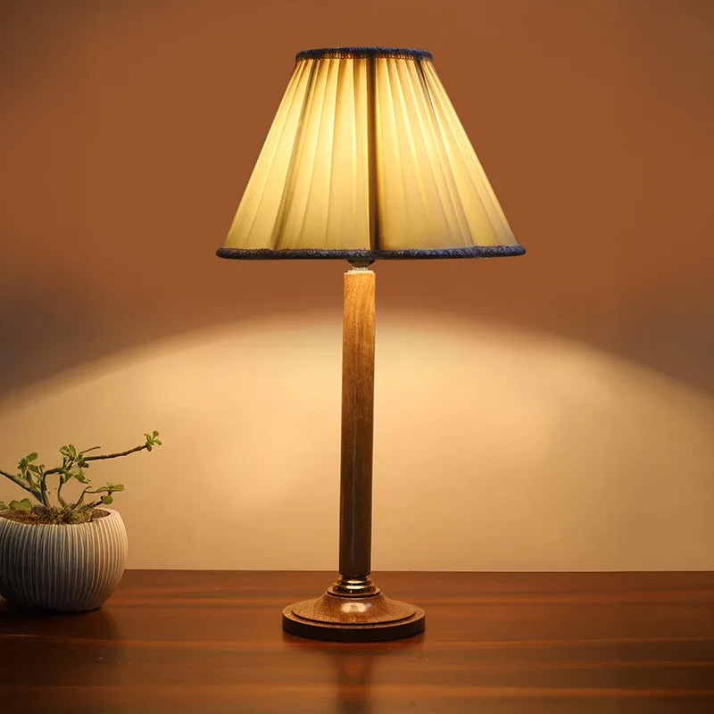 Petal Table Lamp With Wooden Base - Ivory,Brown media 2