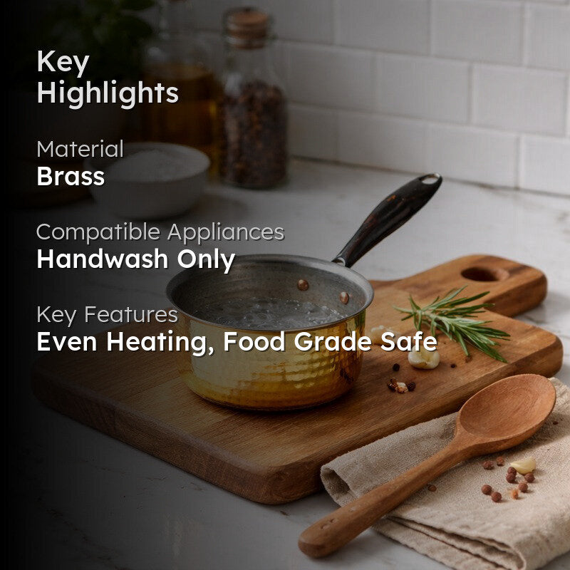 AurumCook Glossy Brass Saucepan - 1000 ML media 2