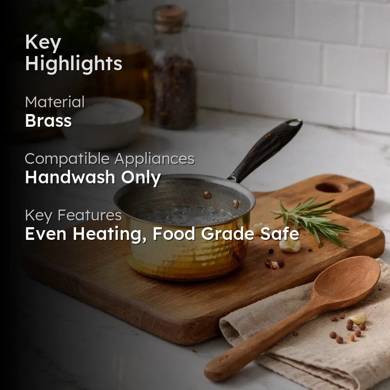 AurumCook Glossy Brass Saucepan - 1000 ML media 2