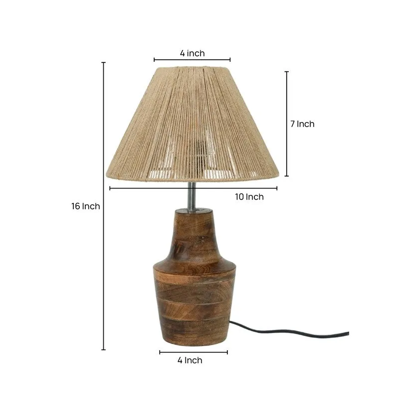 Emberveil Cotton Table Lamp Wooden Base - Beige media 5