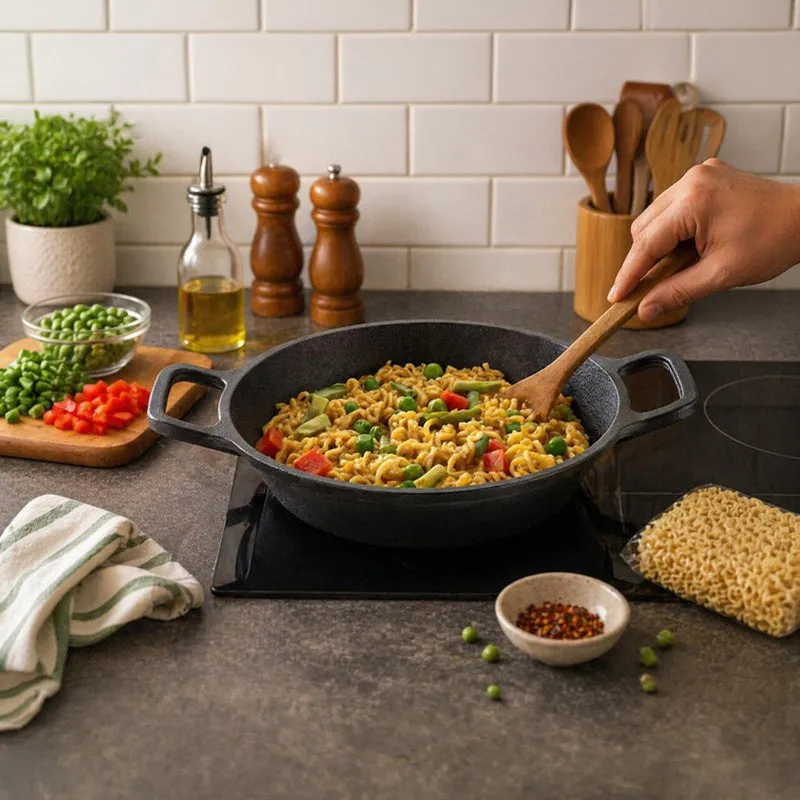 Cook Nest Cast Iron Non-Stick Kadhai (1500 mL) - Black media 4