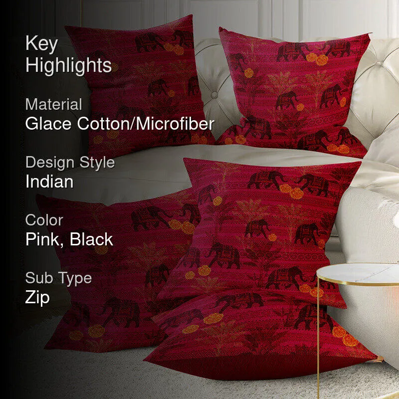 Savannah Haathi Printed Cushion Cover Set - Set Of Five media 2