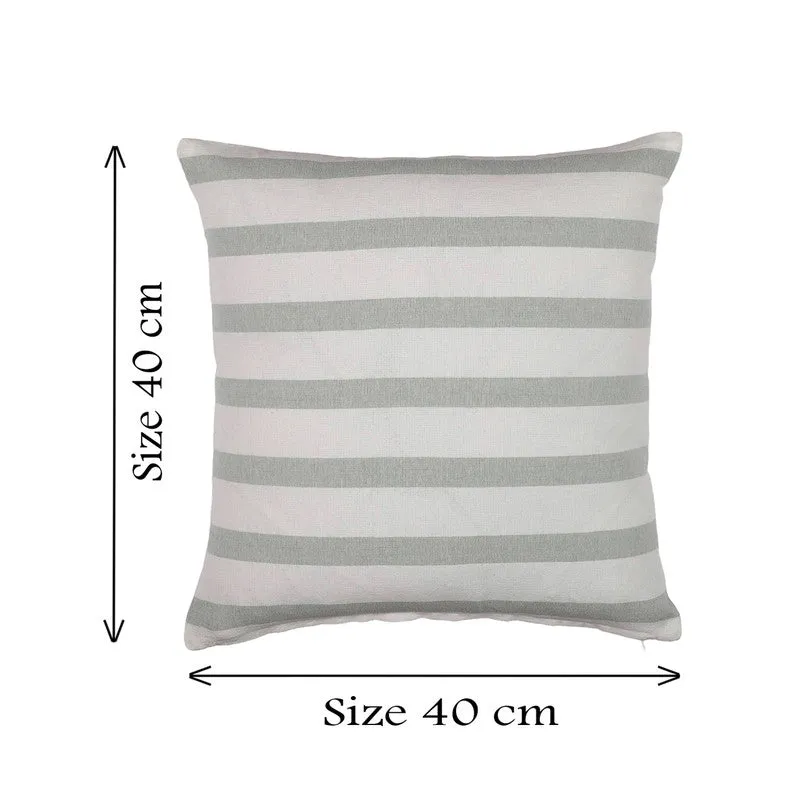 Bold Stripe Cotton Cushion Cover (Green) - Set of Two media 6