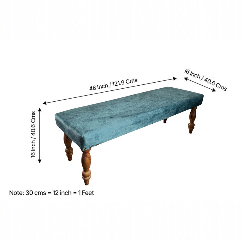 Axiro Sheesham Wooden Bench - Blue media 11