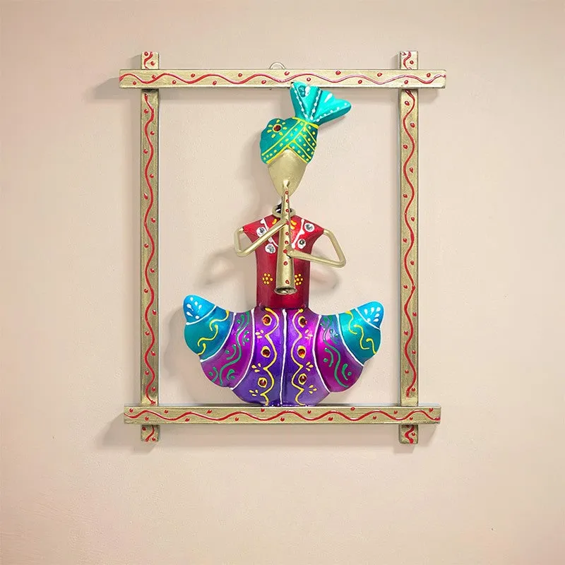 Folk Shehnai Iron Wall Accent - Red,Purple media 5