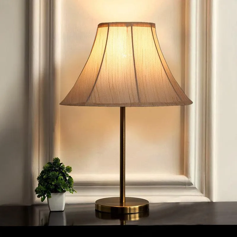 Parlor Light Cotton & Metal Table Lamp - White,Gold media 1
