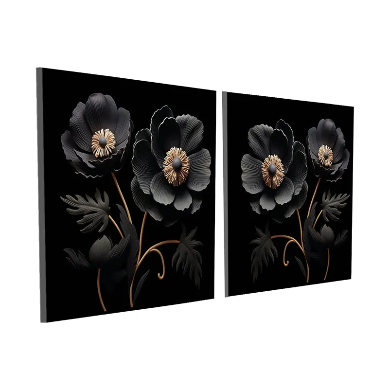 Ebony Poppy Canvas Wall Art - Set Of Two media 4