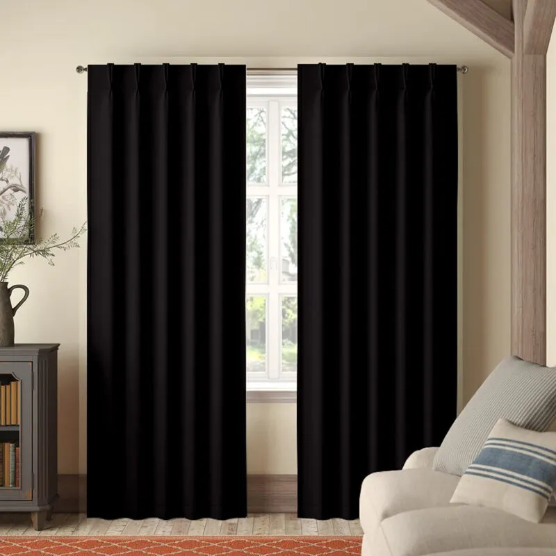 Imora Double Pinch Pleat Short Width Curtain - Black media 1
