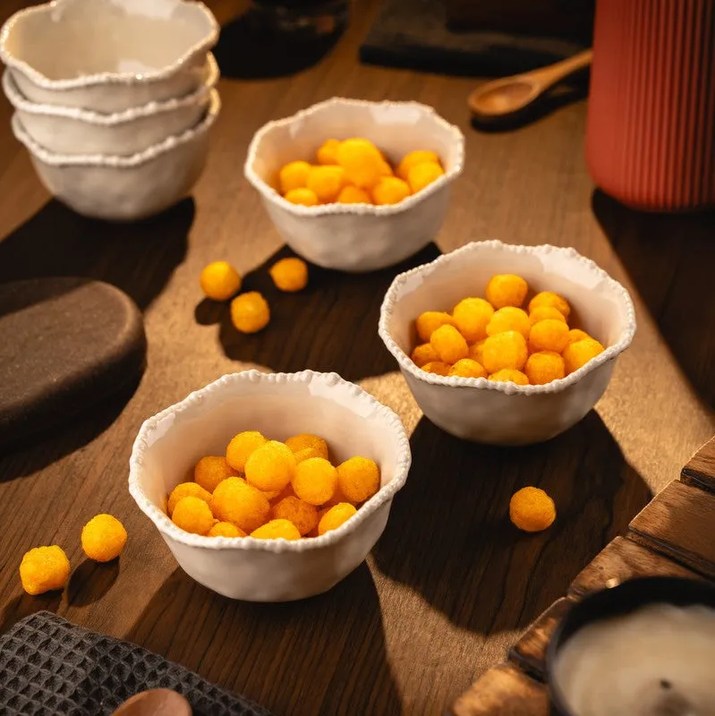 MingleBite Porcelain Snack Bowl (Ivory/300 mL Each) - Set of Six - 3