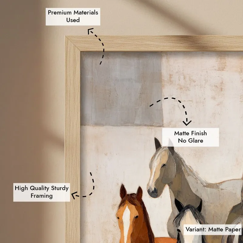 Modern Rustic Horse Wall Painting With Brown Frame media 9