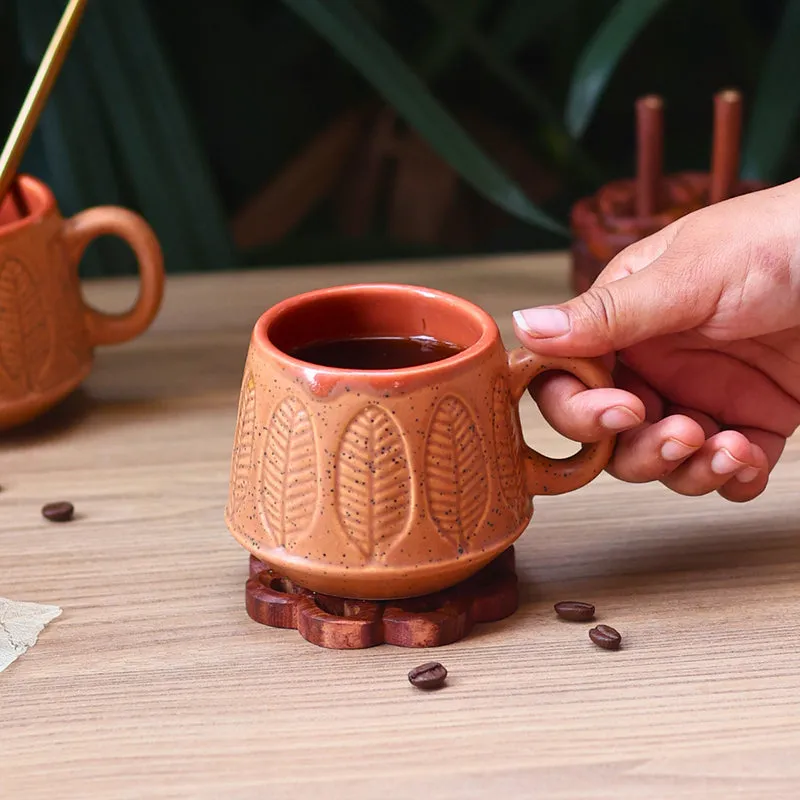 Adriano Ceramic Tea Cup (240 mL/Brown) media 3