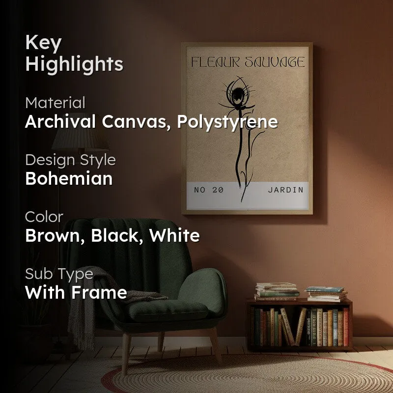Raw Flora Canvas Wall Painting With Brown Frame media 2