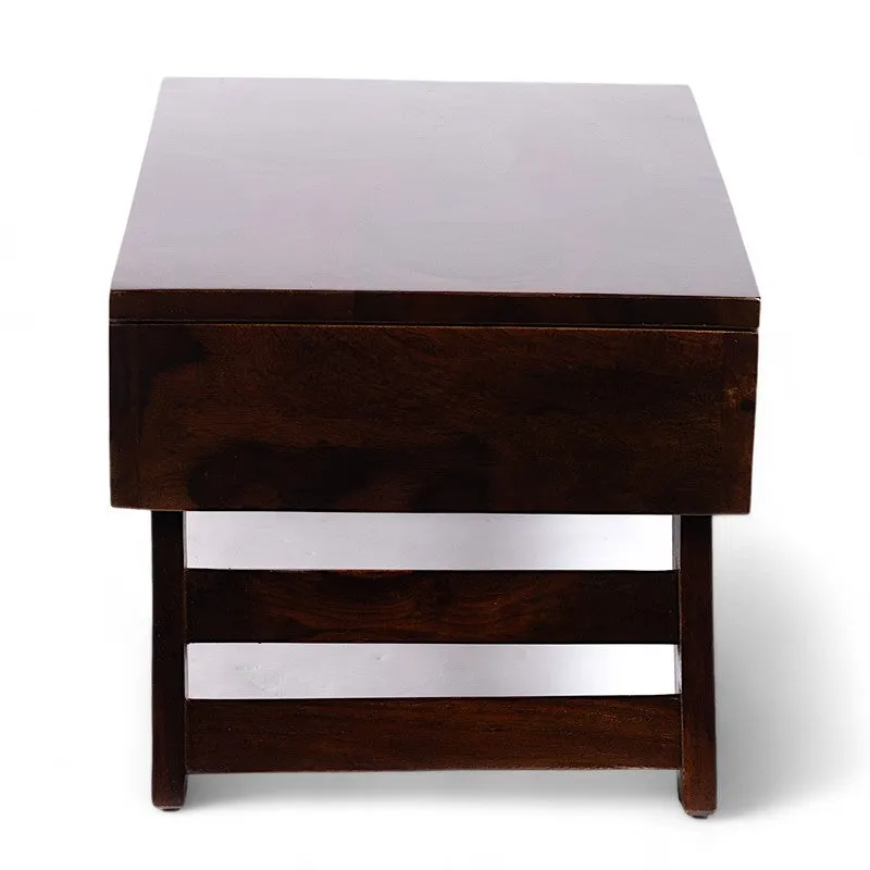 Nverox Sheesham Wooden Side & Bedside Table - Brown media 5