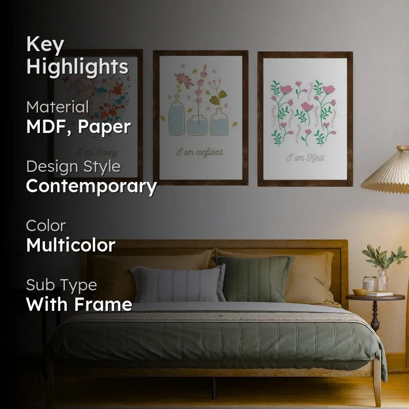 Petal Promises Paper Wall Painting With Frame - Brown media 2