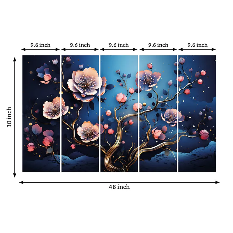 Midnight Fiora Canvas Wall Art - Set Of Five media 8
