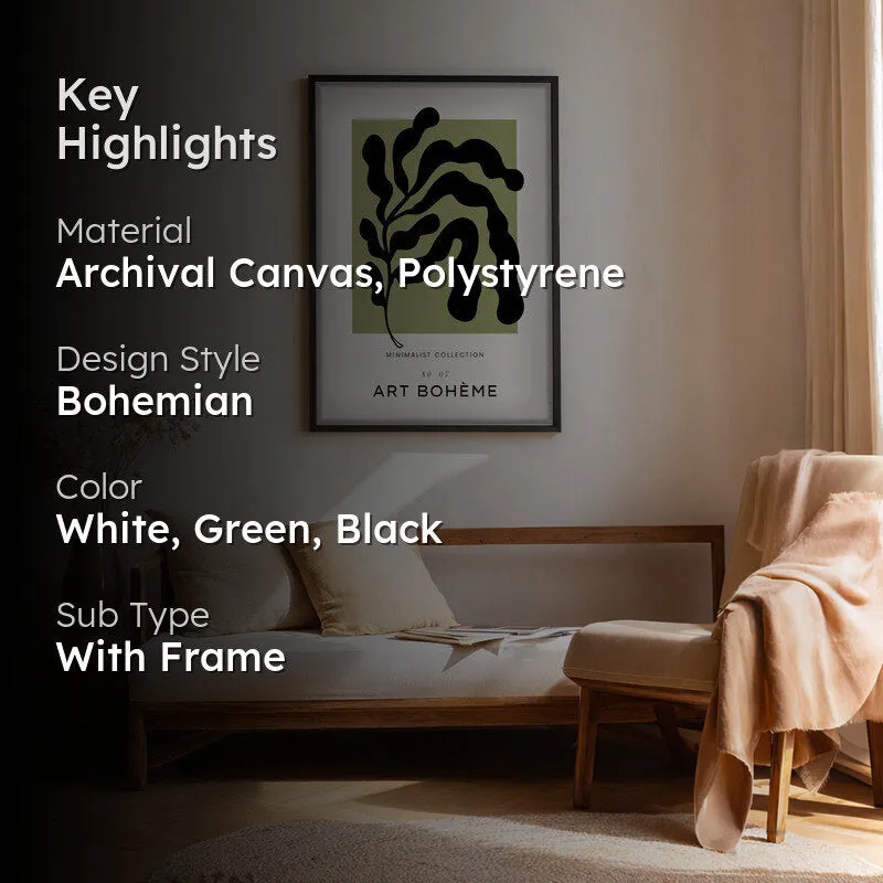 Boho Frond Canvas Wall Painting With Black Frame media 2