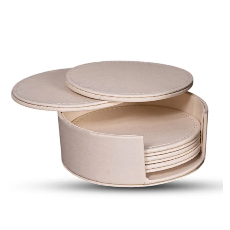 AarviDecor SoftEdge Faux Leather Coaster - Seven Piece Set media 3