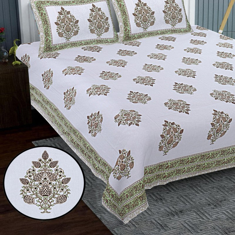 PetalRiwaaz Handblock Printed Cotton Bedsheet (Brown) - 400 TC media 4