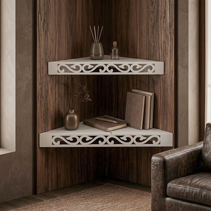 Delores Corner Floating Shelf (White) - Set Of Two media 4