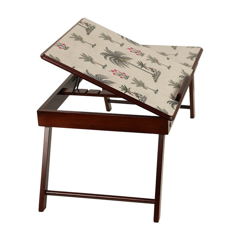 India Circus Teak Wood Chevron Palms Laptop Table media 5