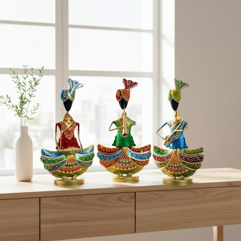Handcrafted Folk Musician Showpiece - Set Of Three