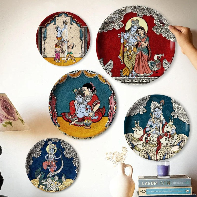Radha Krishna Metal Wall Plates - Set Of Five media 5